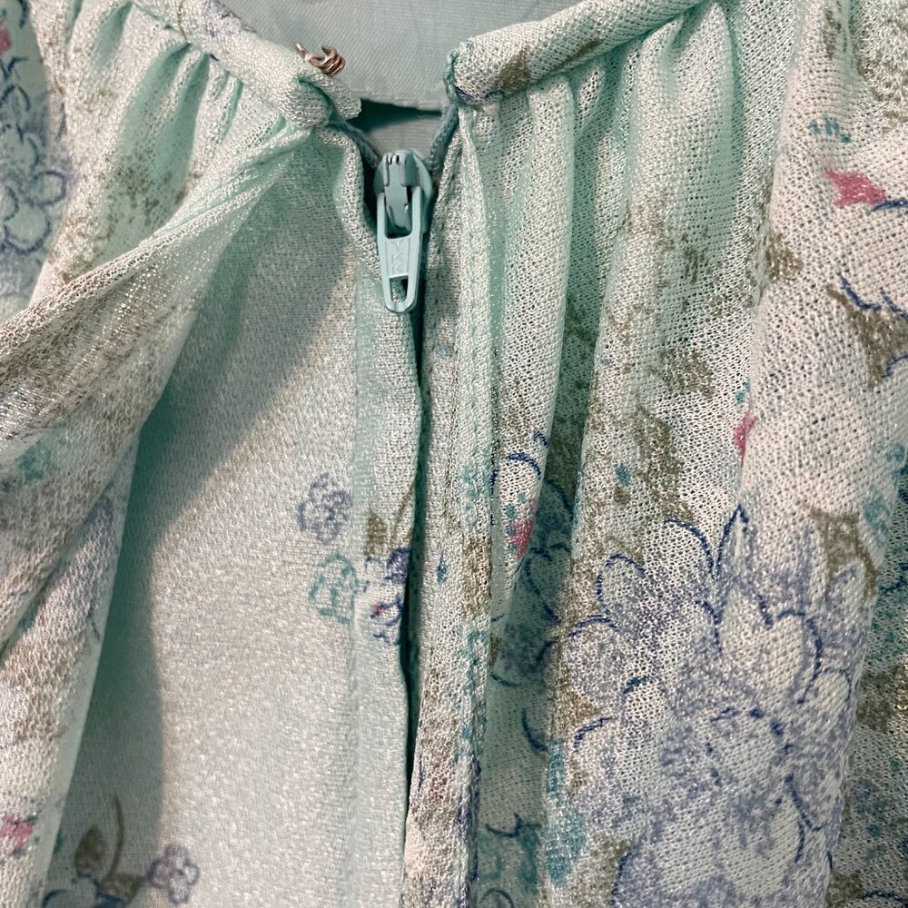 Vintage FRANCIS GALE 70s Aquamarine Floral Print Cape Dress - Size S/M - Picture 12 of 16